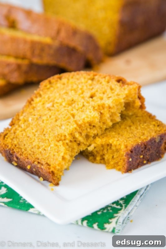 Harvest Pumpkin Spice Loaf 2 Easy pumpkin bread you can have any time. Great to slice and freeze so you can enjoy all season long.