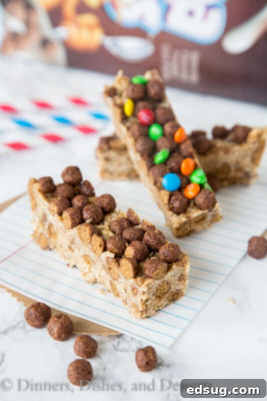 Cocoa Puffs Snack Bars 2 Plate of homemade Cocoa Puffs Cereal Bars ready to eat