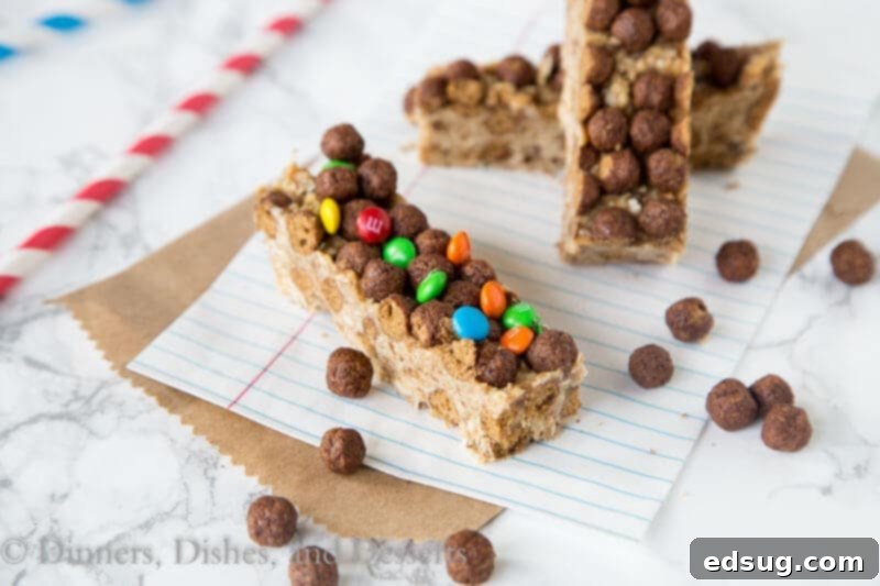 Cocoa Puffs Snack Bars 3 Two stacks of Cocoa Puffs Cereal Bars on a plate, ready to serve