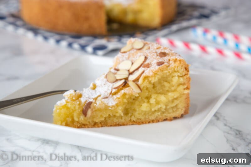 Golden Almond Delight 3 almond cake on a plate