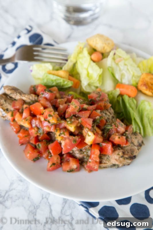 bruschetta chicken on a plate