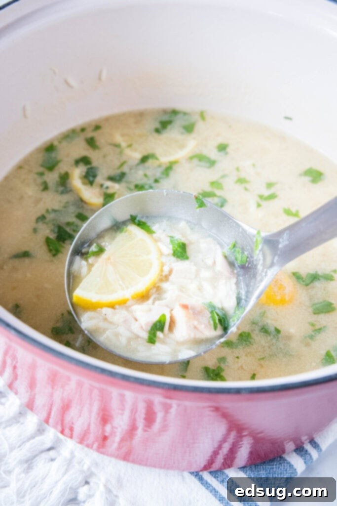 pot of avgolemono soup