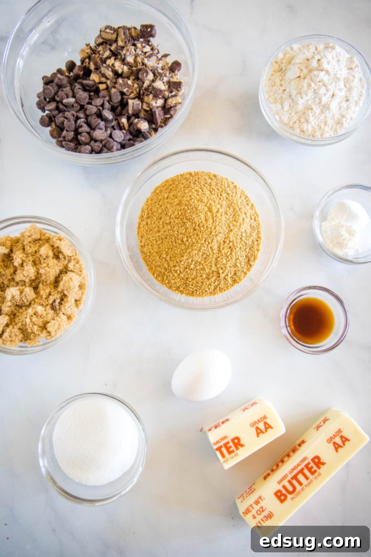 ingredients laid out for toffee graham cracker cookies