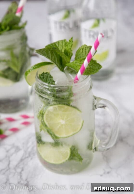 Featherlight Mojito 4 Skinny Mojitos - enjoy all the flavors of a classic mint mojito, in an easy and just a little bit healthier version. With just a couple ingredients you can whip them up in a minute!