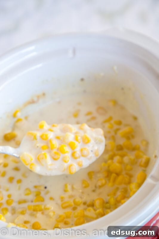 Velvety Slow Cooker Cream Corn 4 cream corn in the slow cooker