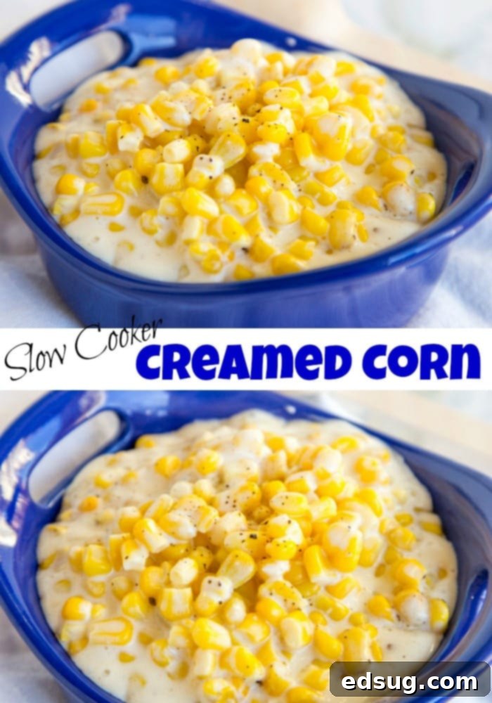 Velvety Slow Cooker Cream Corn 6 Crock Pot Creamed Corn - dress up your side dishes with this creamed corn. So much better than any canned stuff you can find.