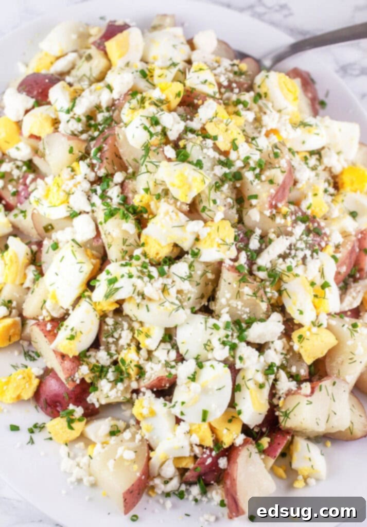 Zesty Lemon-Herb Potato Salad 2 lemon herb potato salad on a platter