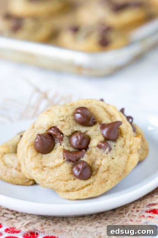 Freshly baked chocolate chip cookies cooling on a wire rack
