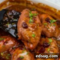 Glazed Cranberry Chicken 5 cranberry chicken in a pan