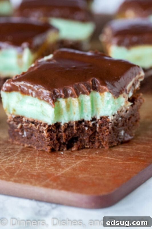 Decadent Grasshopper Brownies 2 grasshopper brownie on a plate