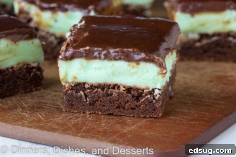 Decadent Grasshopper Brownies 3 grasshopper brownie on a plate