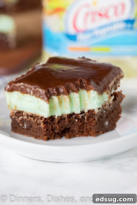 Decadent Grasshopper Brownies 4 grasshopper brownie on a plate