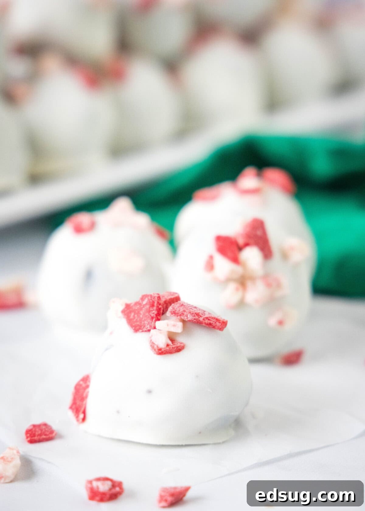 peppermint oreo truffles on a plate