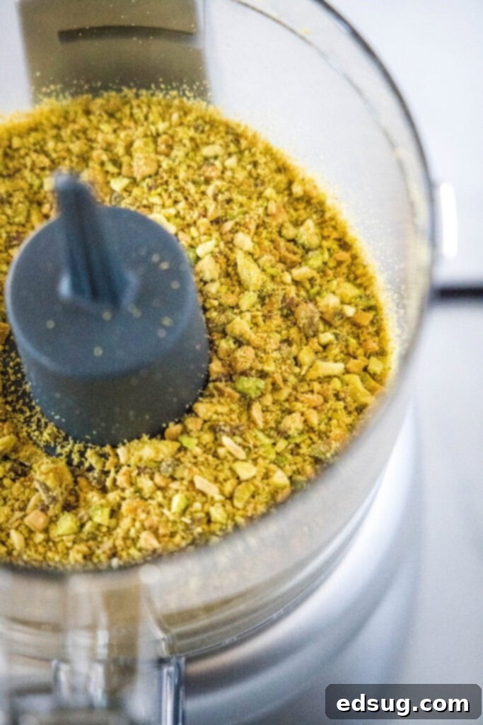 pistachios ground in a food processor