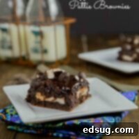 Peppermint Pattie Brownies - Rich and fudgy brownies with a layer of peppermint pattie candies, and topped with a gooey chocolate ganache.