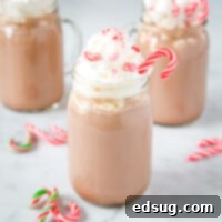 cropped square pic of peppermint hot chocolate