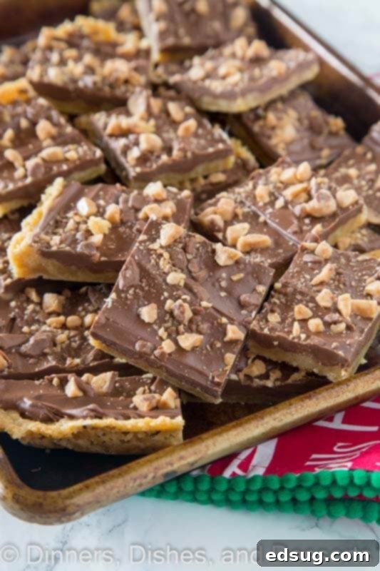 chocolate toffee bars on a board