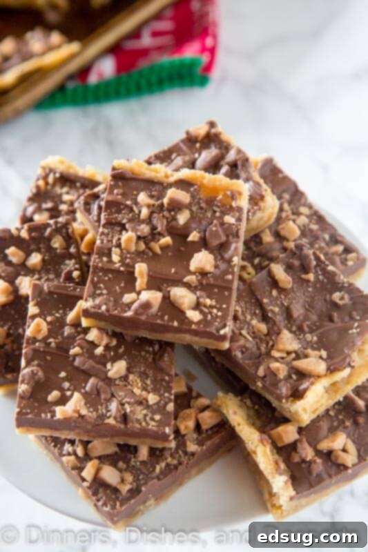 chocolate toffee bars on a plate