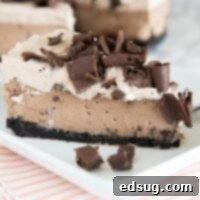 Ultimate Baileys Chocolate Cheesecake 6 Baileys chocolate cheesecake on a plate