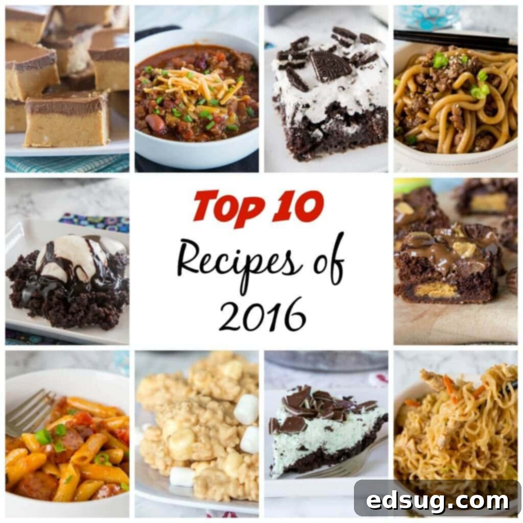 The 10 Most Popular Recipes from 2016 2 Top 10 Most Popular Recipes of 2016: A collage of reader-favorite dishes including desserts and easy meals