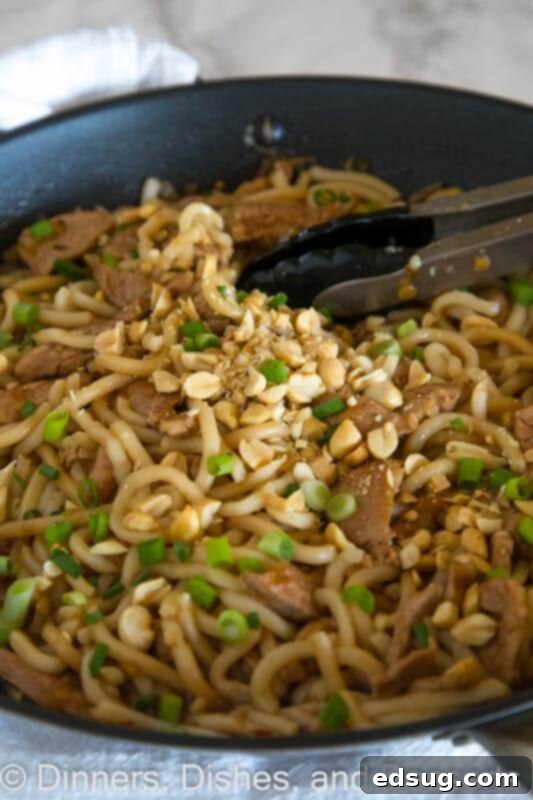 asain noodle bowl in a pan
