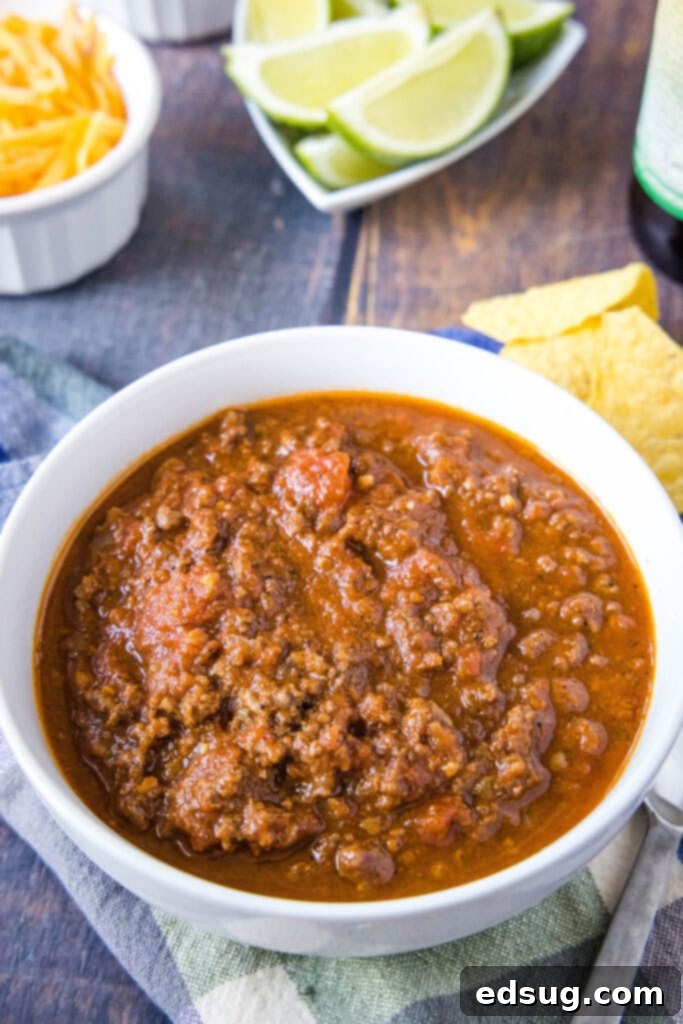 Rancher's Beef Chili 4 bowl of chili with ground beef