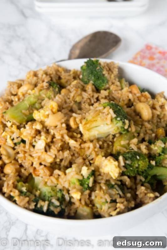 Nutty fried rice in a bowl