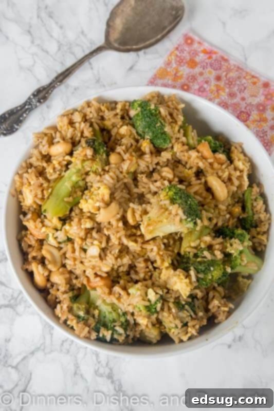 Nutty fried rice in a bowl