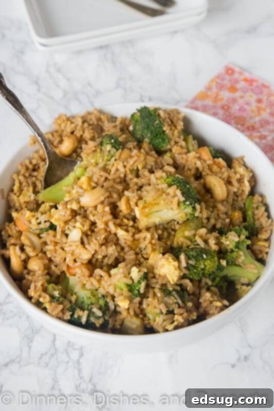 Nutty fried rice in a bowl