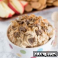 Peanut Butter Butterfinger dip in a bowl