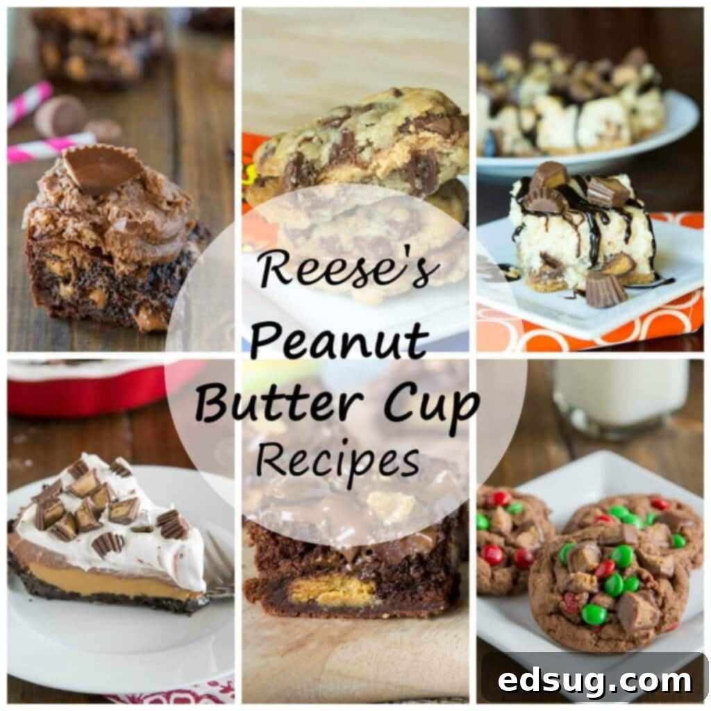 A vibrant collection of 23 Reese's Peanut Butter Cup desserts, showcasing various treats from cakes to cookies and pies, inviting all peanut butter and chocolate lovers to indulge in sweet perfection.