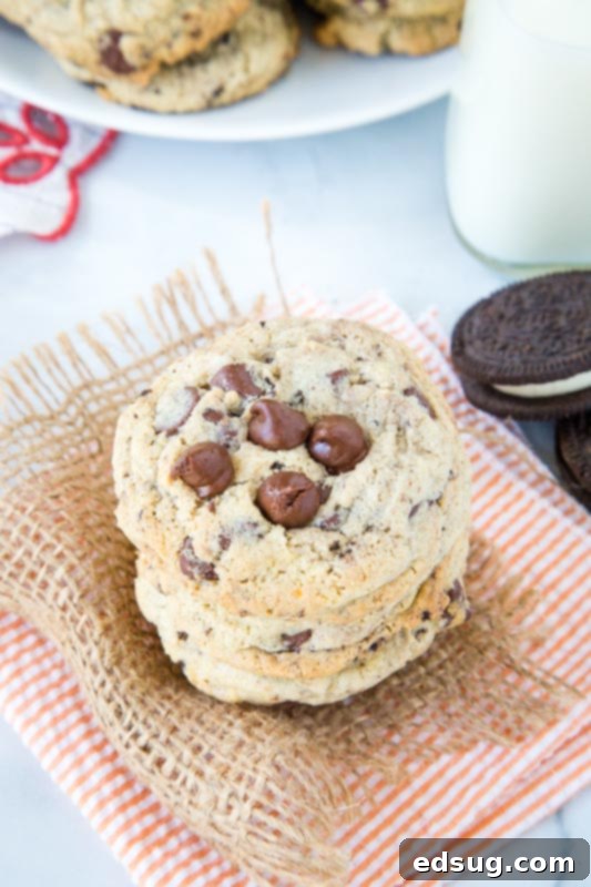 Decadent Oreo Pudding Cookies 5 Oreo pudding cookies with chocolate chips and cookies n' cream candy