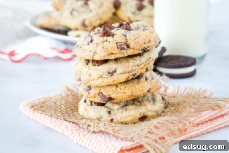 Decadent Oreo Pudding Cookies 6 Oreo Pudding Cookies - Pudding mix makes for super thick, soft, and chewy cookies. And using Oreo pudding means you get that cookies and cream flavor in every single bite!