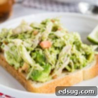 Avocado Chicken Salad - Take chicken salad to a new level with avocado!  It is naturally creamy without any mayo or sour cream.  Great for quick lunches, easy dinners and even picnics!
