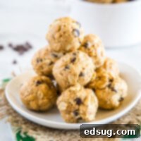 Protein Peanut Butter Energy Bites 5 A plate of delicious no-bake peanut butter protein energy bites