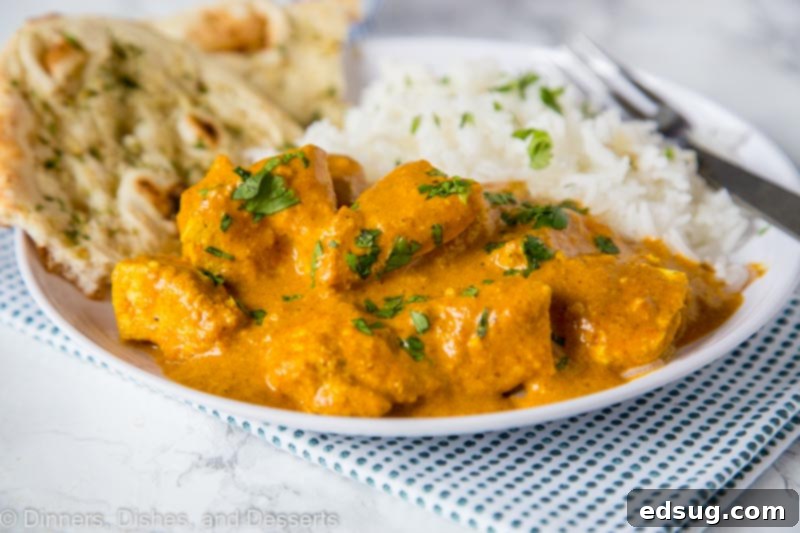 The Ultimate Homemade Chicken Tikka Masala 5 A close-up view of a bowl of Chicken Tikka Masala, ready to be served, highlighting its rich texture and vibrant colors.