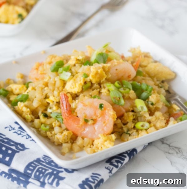 Homemade Asian Outshining the Takeout 28 Cauliflower Shrimp Fried Rice – A healthy version of a Chinese take-out favorite! Ready in minutes and you don’t have to feel any guilt about fried rice again!