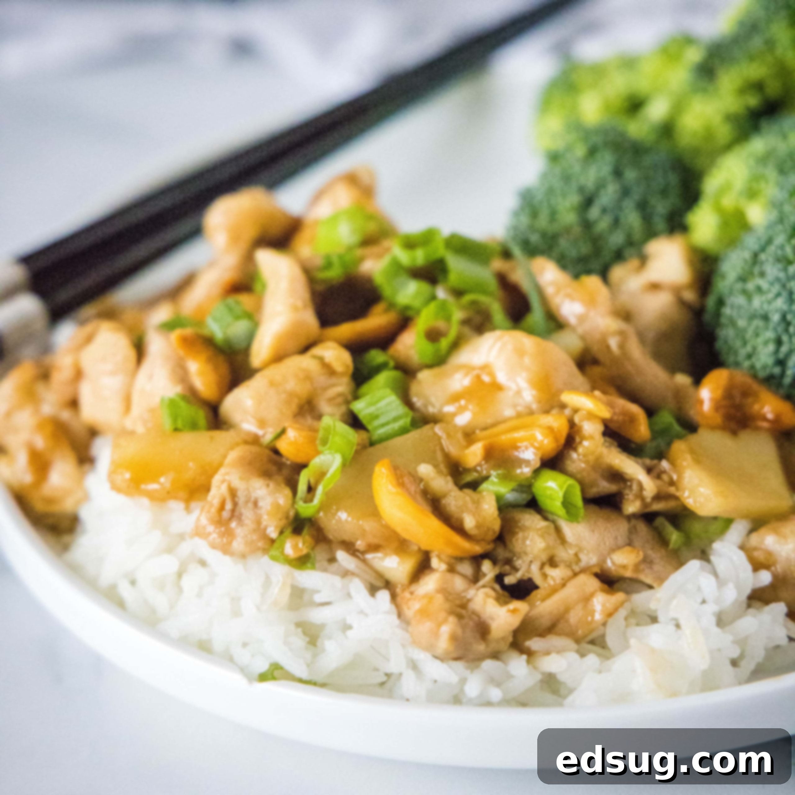 Homemade Asian Outshining the Takeout 4 cropped in cashew chicken stir fry on a plate