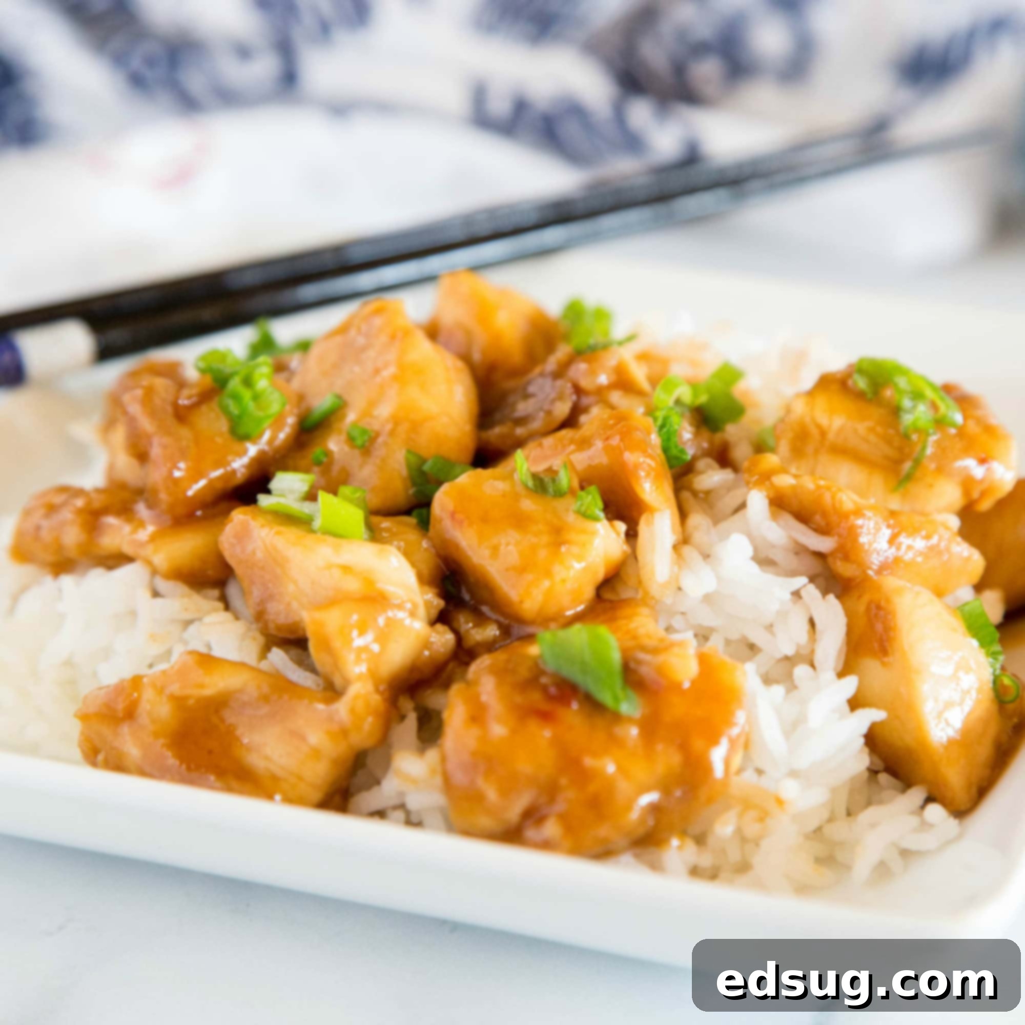 Homemade Asian Outshining the Takeout 6 General Tso Chicken - this is an easy homemade takeout recipe you can make in just minutes any night of the week. A lighter version without deep fried chicken, but still so full of flavor with just a little kick.