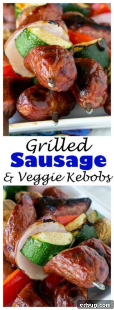 Sizzling Sausage and Veggie Kebabs 7 Grilled Sausage and Vegetable Kebobs - fire up the grill, use Polish Sausage and your favorite veggies, to make these easy kebobs for dinner or for your get togethers this