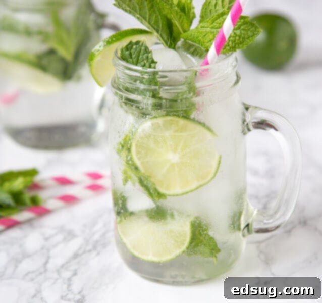 Skinny Mojito with mint and lime