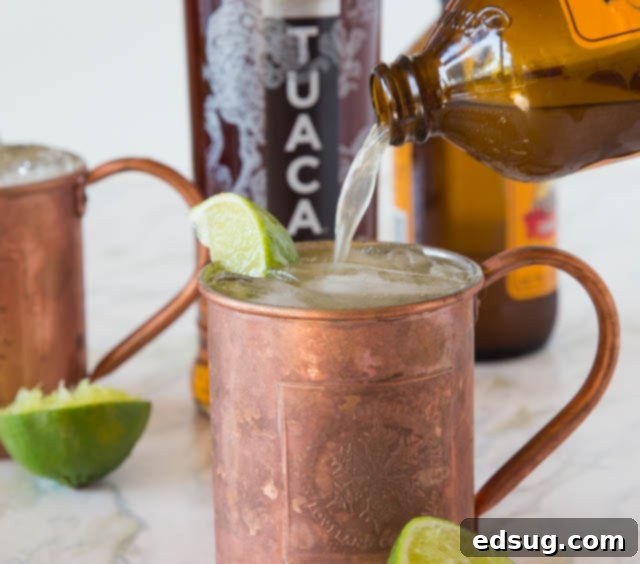 Tuaca Mule (Moscow Mule) in a copper mug