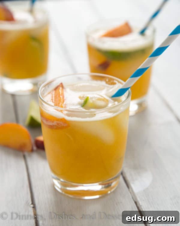 Bourbon Peach Limeade with peach slices