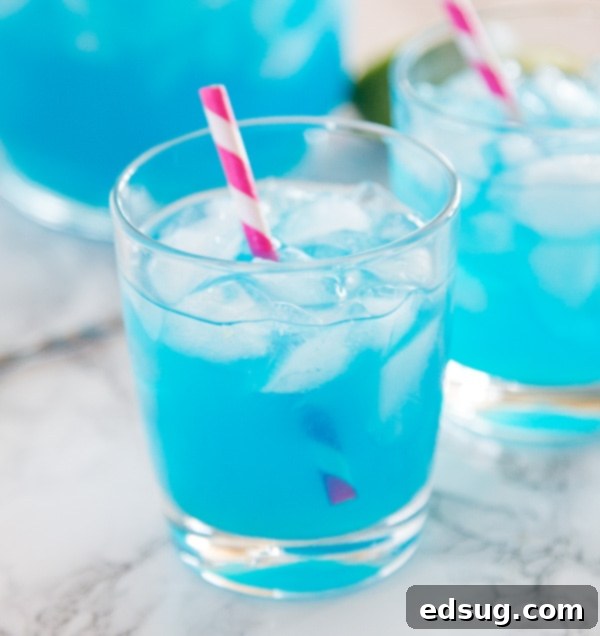 Blue Margarita in a salt-rimmed glass