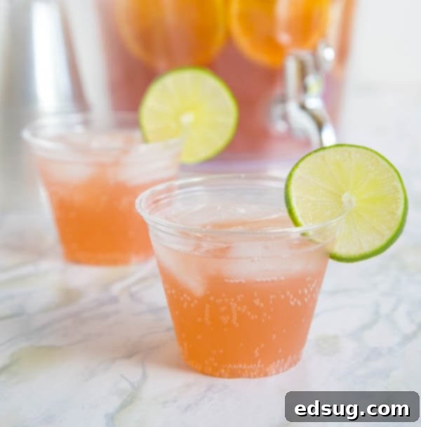Party Punch in a large bowl with fruit
