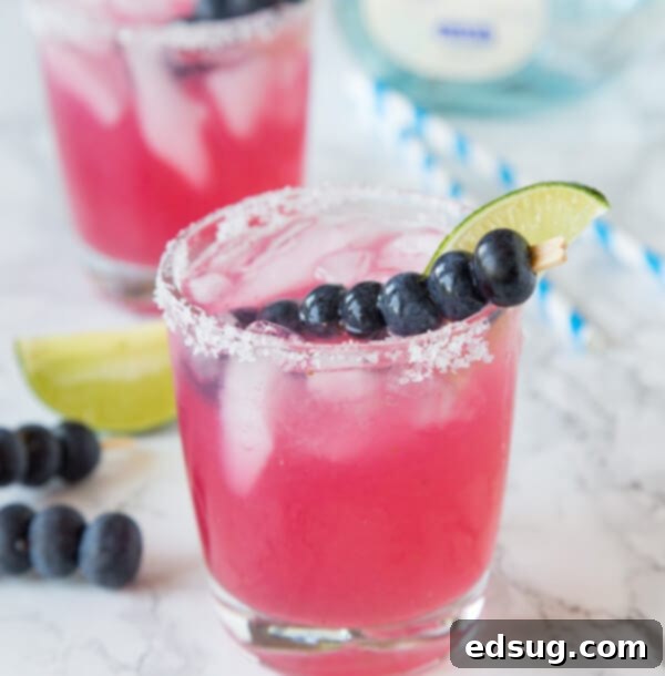 Blueberry Margarita garnished with mint