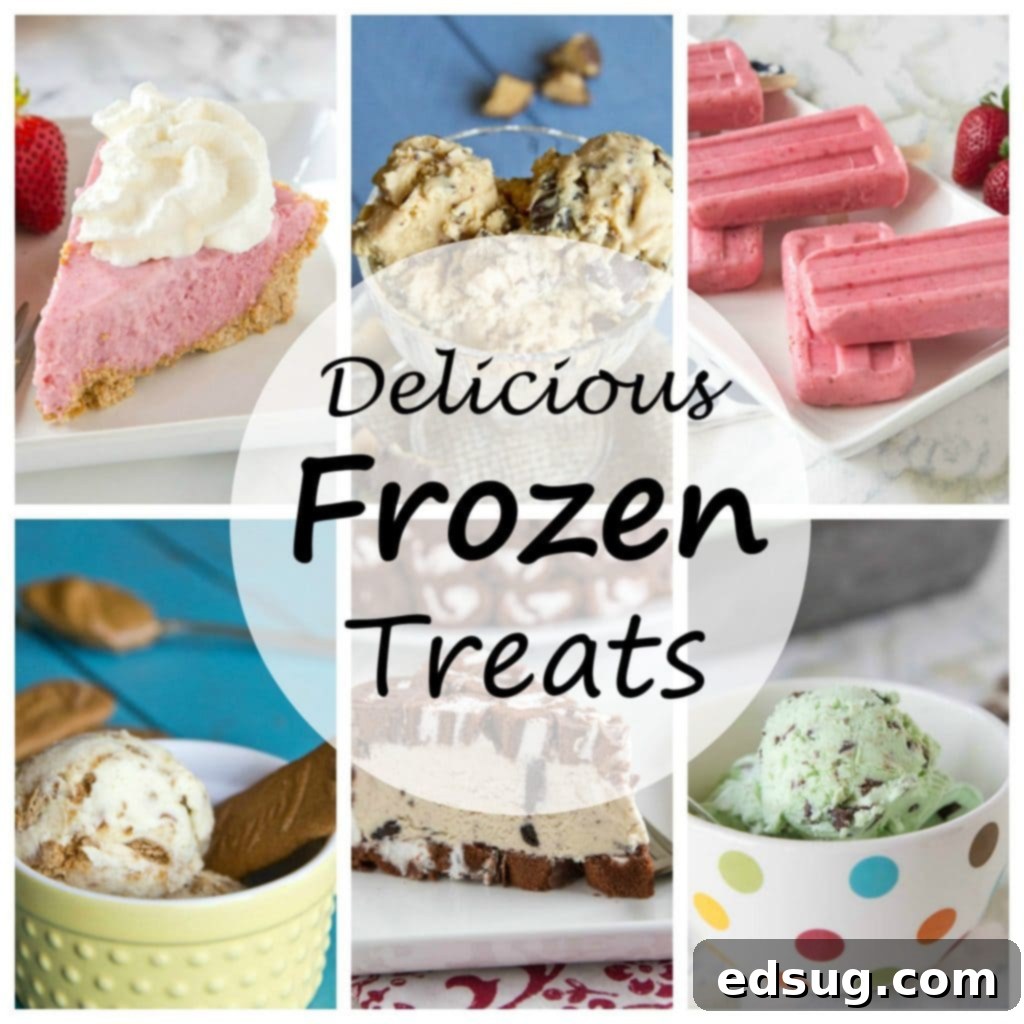 Sweet Frozen Delights 2 A vibrant collection of delicious frozen treats including popsicles, ice cream, milkshakes, and cakes, perfect for cooling down in summer.