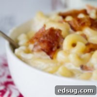 Bacon Macaroni and Cheese - super creamy stove top mac and cheese with plenty of smokey bacon. Pure comfort food that is ready in minutes!