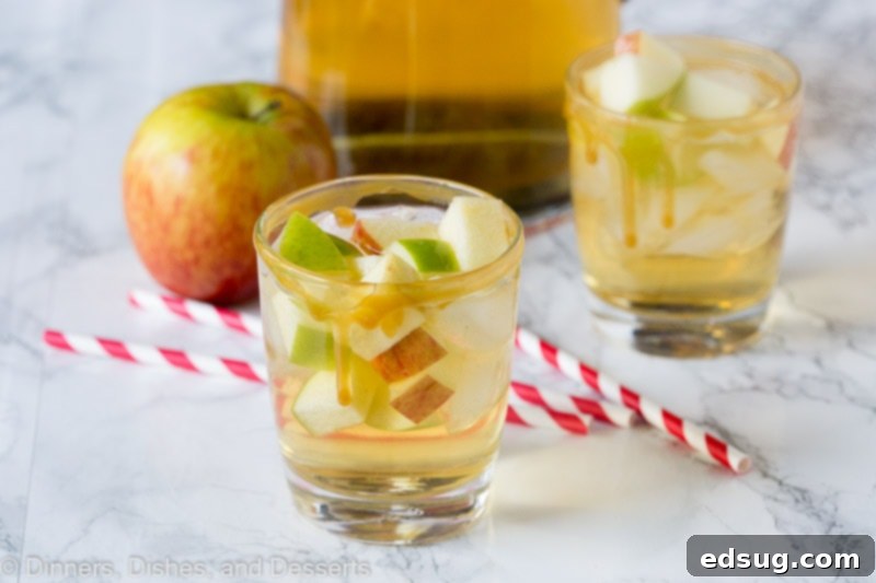 A glass with Apple and Sangria