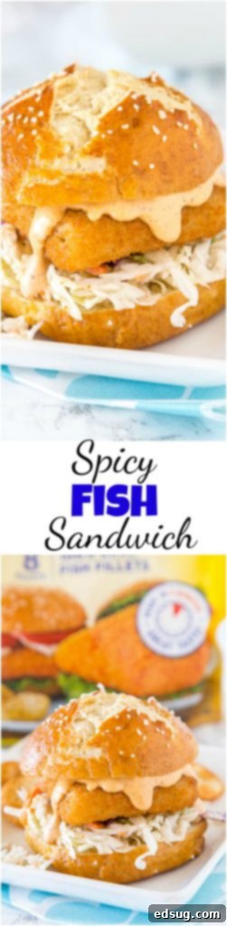 Spicy Fish Sandwich Sensation 5 Spicy Fish Sandwich - Crispy fish sandwich with creamy coleslaw and a spicy tartar sauce. Easy dinner recipe for night of the week.